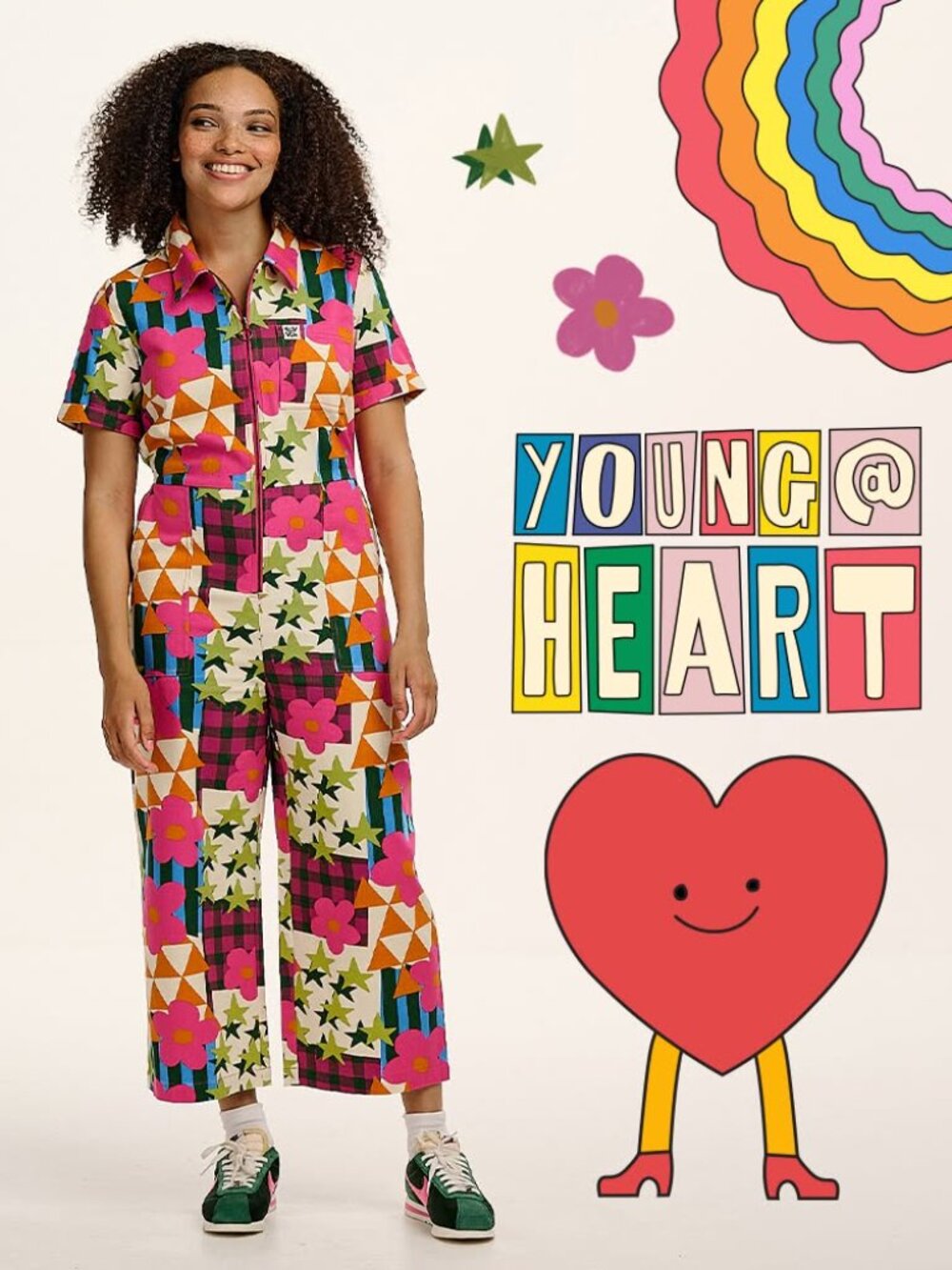 Lucy & Yak Ragan Jumpsuit Young at Heart Print UK 24 NW.US 20 NWOT - Picture 3 of 10